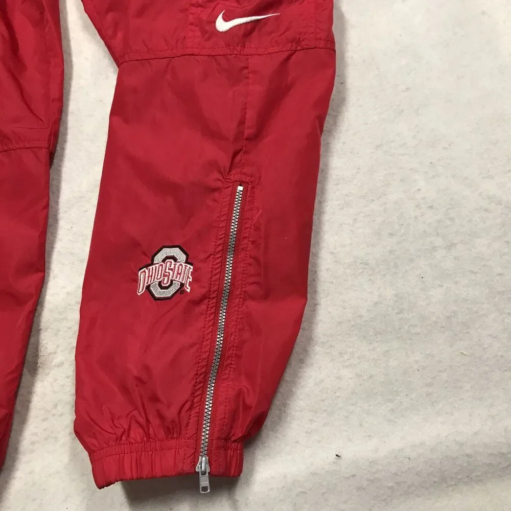 80s NIKE Team Ohio State Track Pants Men L 34x32 Red  Drawstring Mesh Lined vtg
